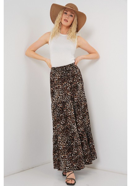 Kadın BDART Rahat Kesim Desenli Maxi Etek Brown indirimleri