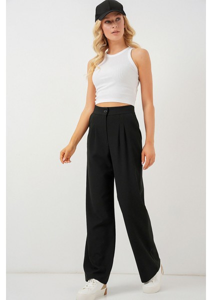Kadın BDART Yüksek Bel Plise Palazzo Pantolon Siyah indirimleri