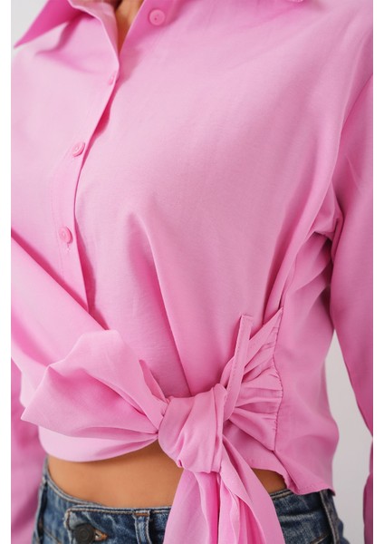 Kadın BDART İkili Kısa Gömlek Bow Detaylı Pink indirimleri