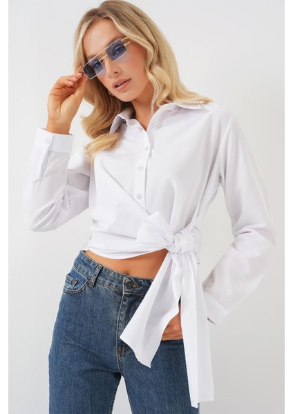 Kadın BDART İkili Kısa Gömlek Bow Detaylı White modelleri