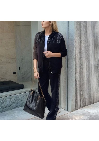 Kadın Iki Iplik Kumaş Pul ve Fermuar Detaylı Ikili Takım