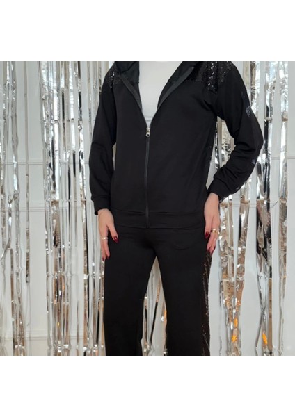 Kadın Yılbaşı Özel Iki Iplik Kumaş Pul ve Fermuar Detaylı Ikili Takım modelleri