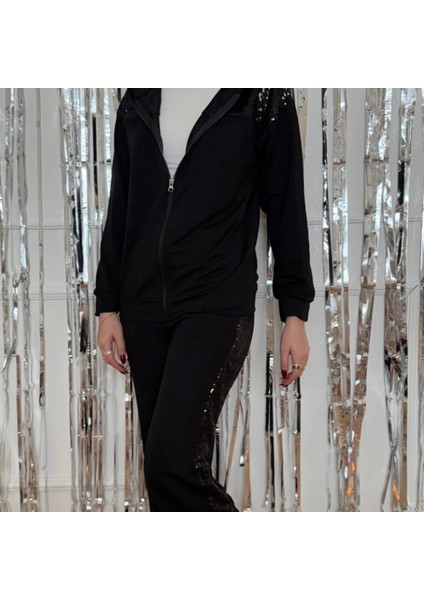 Kadın Yılbaşı Özel Iki Iplik Kumaş Pul ve Fermuar Detaylı Ikili Takım fırsatları