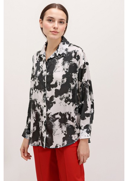 Kadın BDART Saten Uzun Kollu Düğmeli Gömlek Siyah modelleri