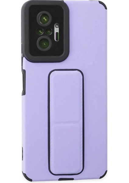 Newface Xiaomi Redmi Note 10 Pro Kılıf Mega Standlı Silikon - Lila