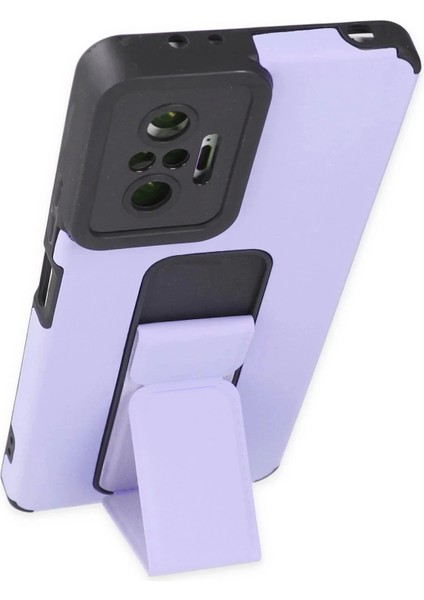 Newface Xiaomi Redmi Note 10 Pro Kılıf Mega Standlı Silikon - Lila modelleri