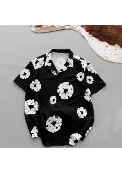 Iki Iplik Kumaş Baskılı Gömlek Iyah