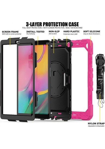 Newface Samsung Galaxy T510 Tab A 10.1 Kılıf Pars Tablet Kapak - Pembe modelleri