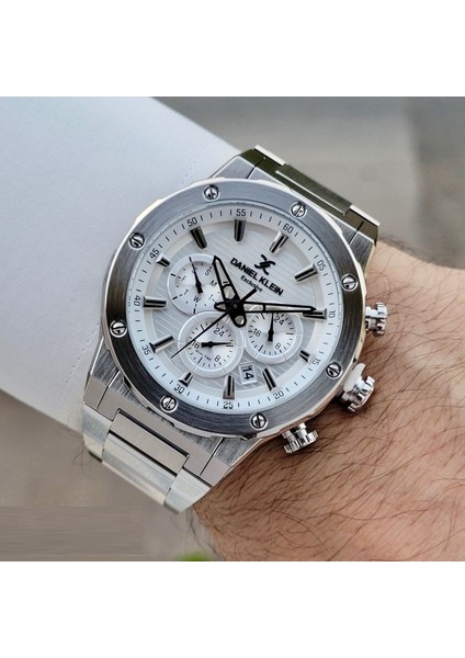 DK.1.10864.1 Gümüş Beyaz Fonksiyonlu Takvimli Çelik Kordonlu Erkek Kol Saati fırsatları