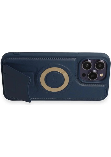 Newface iPhone 14 Pro Kılıf Merkür Magneticsafe Standlı Kapak - Lacivert modelleri