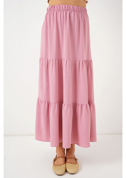 Kadın BDART Dokulu Maxi Etek Toz Pembe fırsatları