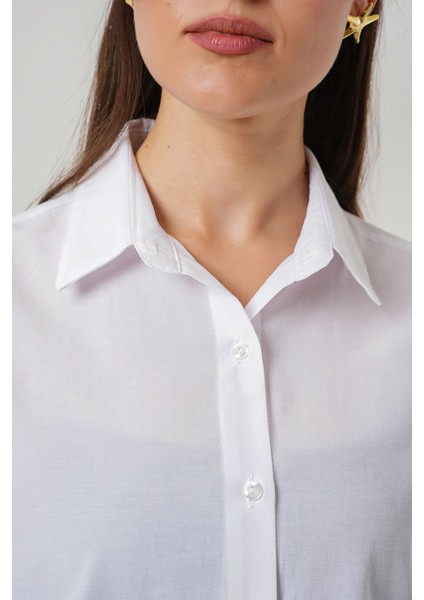 Kadın BDART Düğme Kapamalı Kapitone Poplin Gömlek Beyaz indirimleri