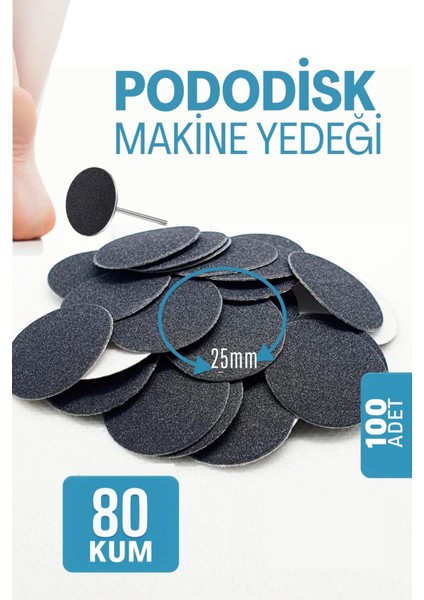 25 mm Pododisk - Nasır Sökücü Pedikür Makinesi Yedek Pedler 100 Adet 722073