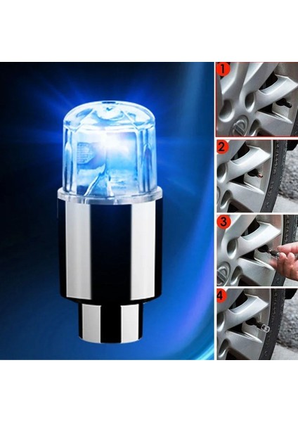 ® Araç ve Bisiklet Için 2 Li Mavi LED Hava Valfi Işık Kapakları-Gece Parlayan Lastik Lambası Sibop Kapağı fırsatları