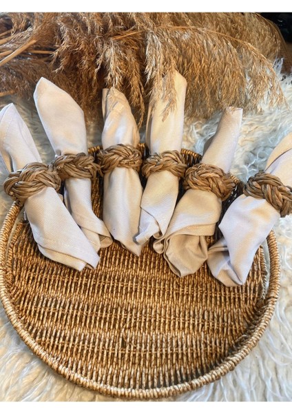 6lı Doğal Hasır Peçete Yüzüğü / Halkası