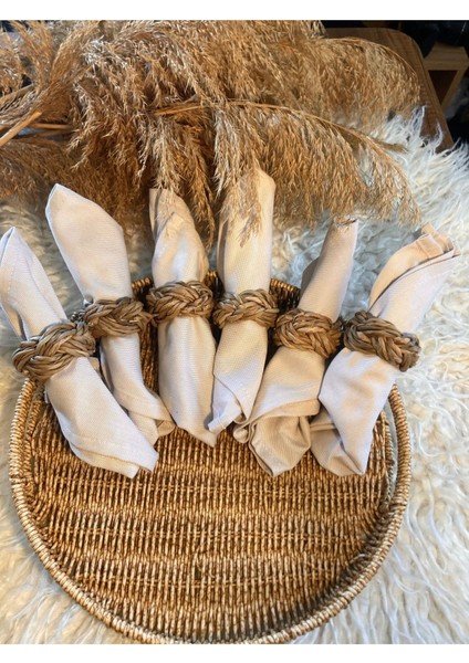 6lı Doğal Hasır Peçete Yüzüğü / Halkası