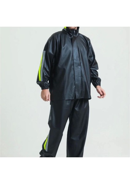 Unisex Tam Kalıp Otorcu Kurye Su Gecirmez Yağmurluk Takım Siyah