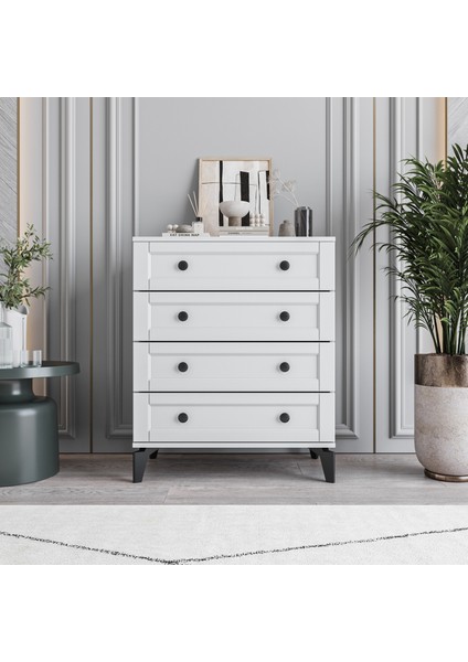 Silva&karin 4 Çekmeceli Şifonyer Tamamı Mdf (Beyaz)