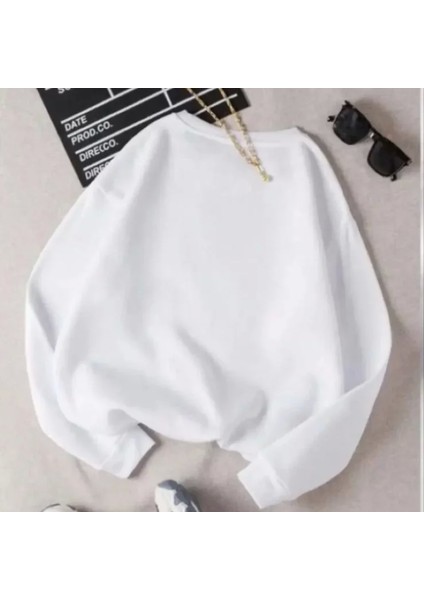 Üç Iplik Biskilet Yaka Basic Weathirt Beyaz