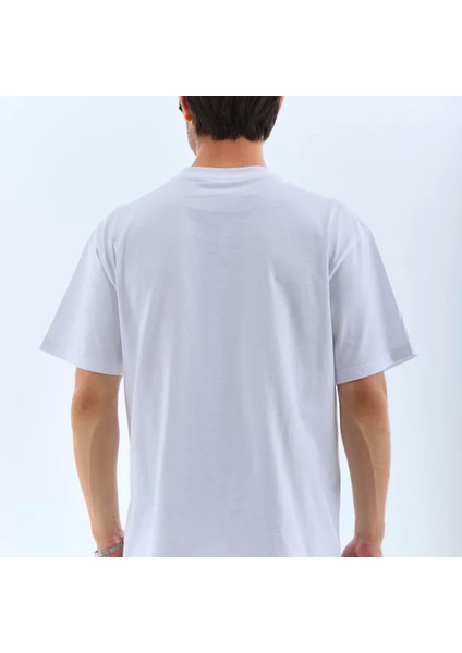 Unisex Oversize Taşlı Bisiklet Yaka Thirt Beyaz fiyatları