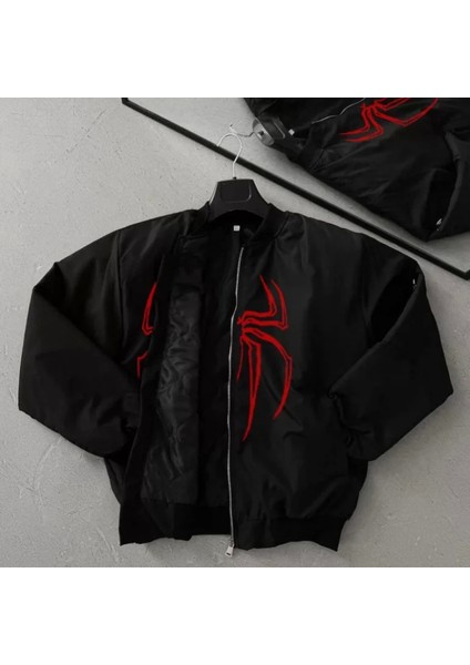 Unisex Uzun Kol Örümcek Baskılı Bomber Ceket Iyah fiyatları