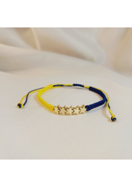 5 Yıldızlı Fenerbahçe Sarı Lacivert Taraftar Bilekliği, Unisex El Yapımı Ayarlanabilir Makrome Bileklik, Makrome Bileklik, Taraftar Bileklik, Maç Aksesuarı, Fenerbahçe Bileklik