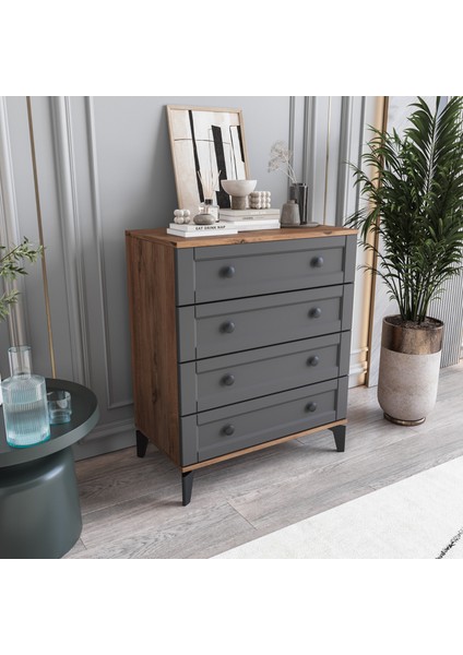 Silva&karin 4 Çekmeceli Şifonyer Tamamı Mdf (Antrasit) fiyatları