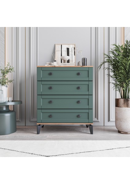 Silva&karin 4 Çekmeceli Şifonyer Tamamı Mdf (Yeşil)