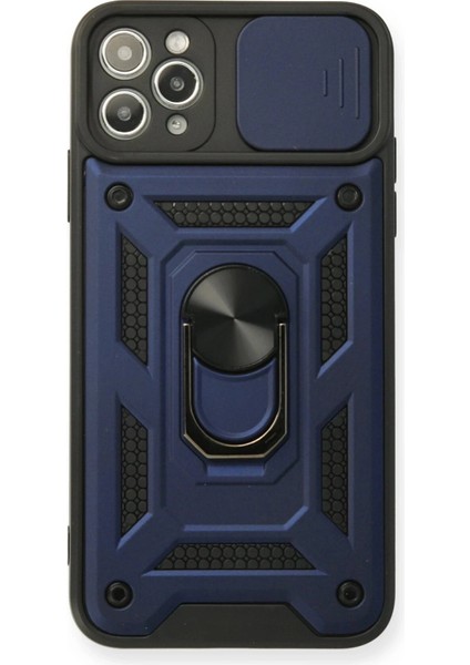 Newface iPhone 11 Pro Kılıf Pars Lens Yüzüklü Silikon - Lacivert