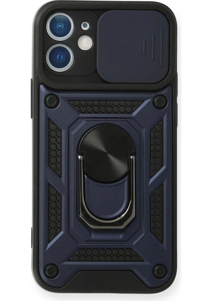 Newface iPhone 11 Kılıf Pars Lens Yüzüklü Silikon - Lacivert