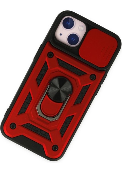 Newface iPhone 14 Kılıf Pars Lens Yüzüklü Silikon - Kırmızı modelleri