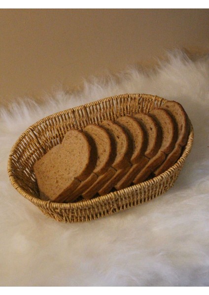 Hasır Rattan Oval Formda Geniş Ekmek Sepeti