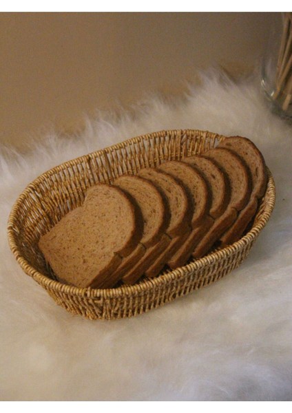 Hasır Rattan Oval Formda Geniş Ekmek Sepeti