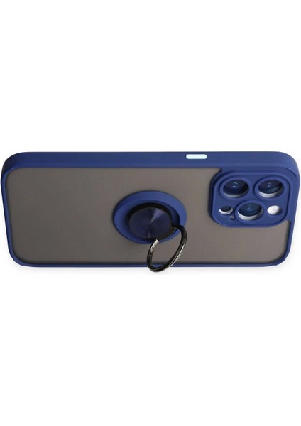 Newface iPhone 14 Pro Max Kılıf Montreal Yüzüklü Silikon Kapak - Lacivert fırsatları