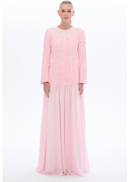 Empirde Detaylı Elbise Pembe