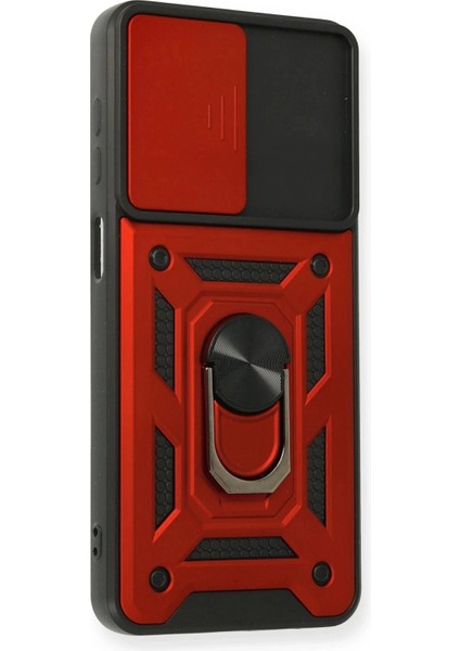 Newface Samsung Galaxy A12 Kılıf Pars Lens Yüzüklü Silikon - Kırmızı fiyatları