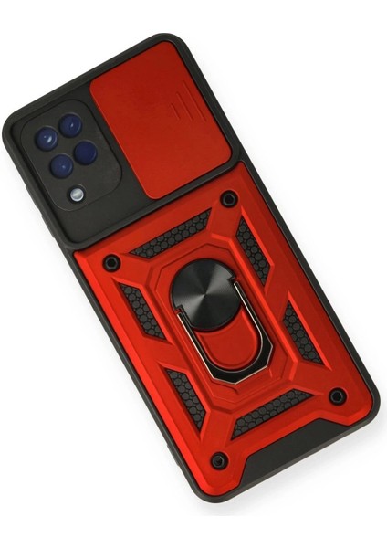 Newface Samsung Galaxy A12 Kılıf Pars Lens Yüzüklü Silikon - Kırmızı modelleri