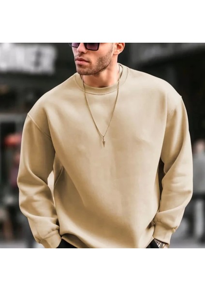 Erkek Düz Bisiklet Yaka Weat Bej