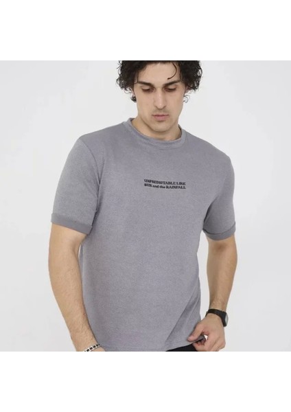 Unisex Bisiklet Yaka Lim Fit Thirt Gri fiyatları