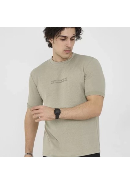 Unisex Bisiklet Yaka Lim Fit Thirt Açık Yeşil modelleri