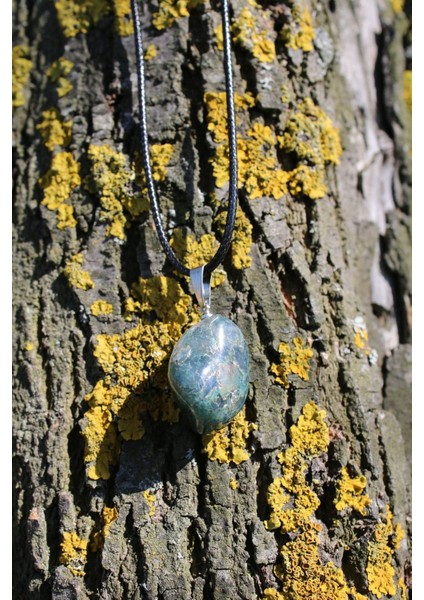 Yosunlu Hint Akik Doğal Taş Nazar Koruması Spiritüel Enerji Kolye