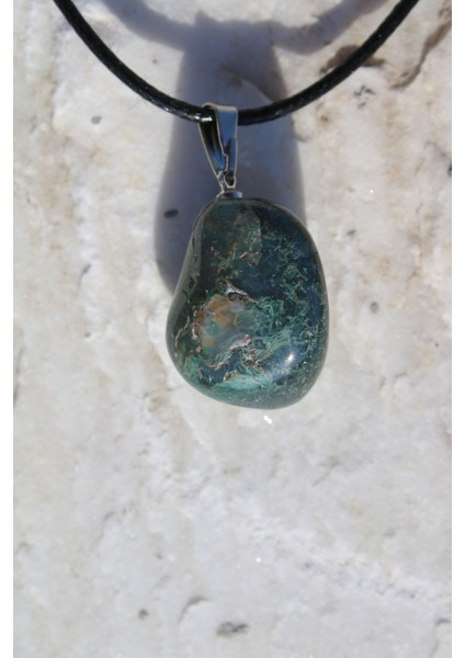 Yosunlu Hint Akik Doğal Taş Nazar Koruması Spiritüel Enerji Kolye fırsatları