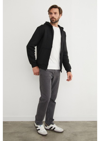 3 Iplik Fermuarlı Kanguru Cepli Sweatshirt fırsatları