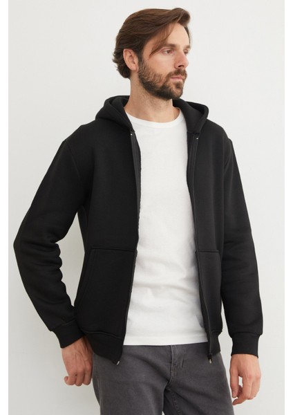 3 Iplik Fermuarlı Kanguru Cepli Sweatshirt indirimleri