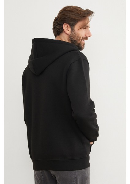 3 Iplik Fermuarlı Kanguru Cepli Sweatshirt