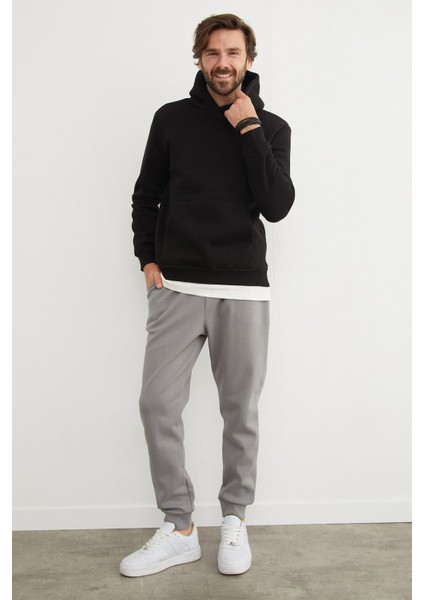 3 Iplik Basic Kanguru Cepli Slim Fit Kapüşonlu Sweatshirt fırsatları