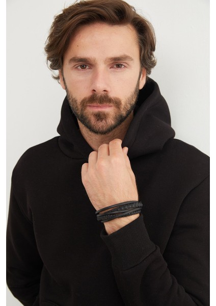 3 Iplik Basic Kanguru Cepli Slim Fit Kapüşonlu Sweatshirt