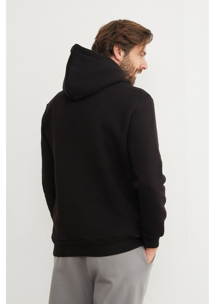 3 Iplik Basic Kanguru Cepli Slim Fit Kapüşonlu Sweatshirt