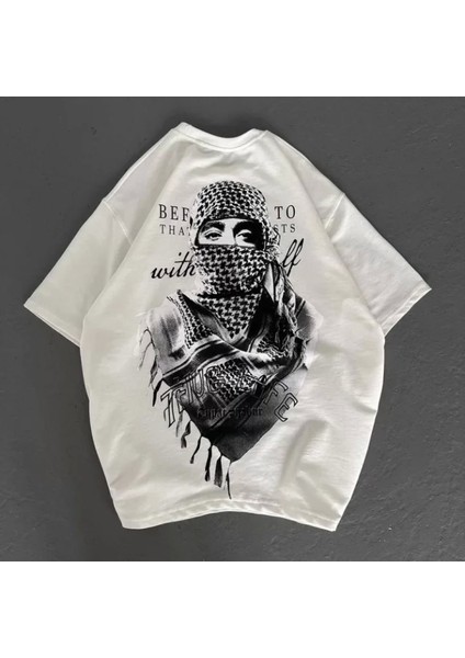 Unisex Baskılı Oversize Thirt Beyaz modelleri