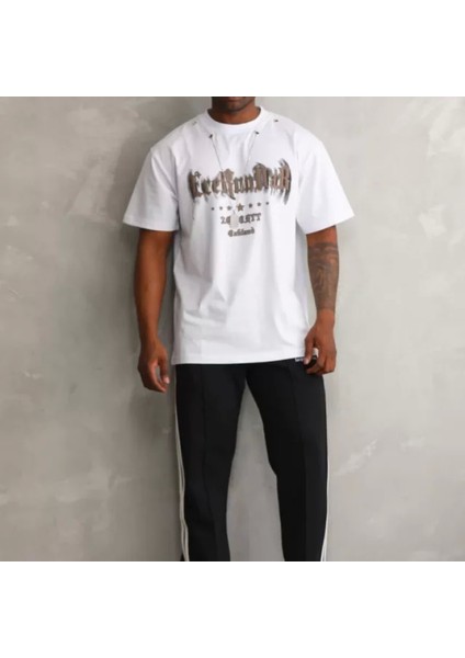 Unisex Oversize Kolye Dahil Thirt Beyaz modelleri